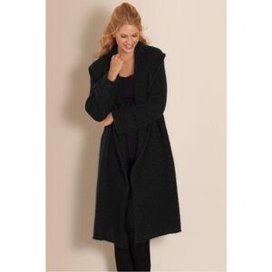 Soft Surroundings Telluride Black Shawl Collar Wool Mohair Topper Long Cardigan